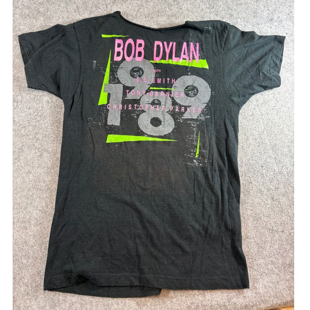 Vintage Bob Dylan 1989 Concert Tour Shirt Mens Medium Black Rock Band Streetwear